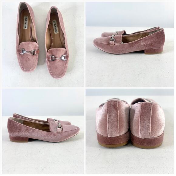 ^_^ Steve Madden Pawly Pink Velvet Horsebit Loafers Sz 8 - Picture 3 of 8